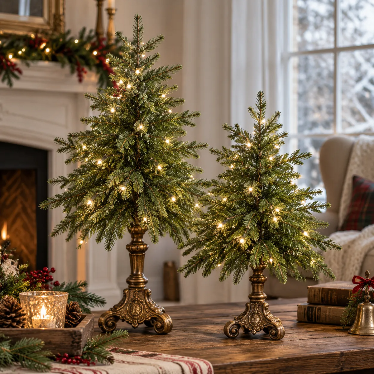 2027 Vintage Lighted Norfolk Pine Trees — A Cozy Christmas Glow for Every Corner