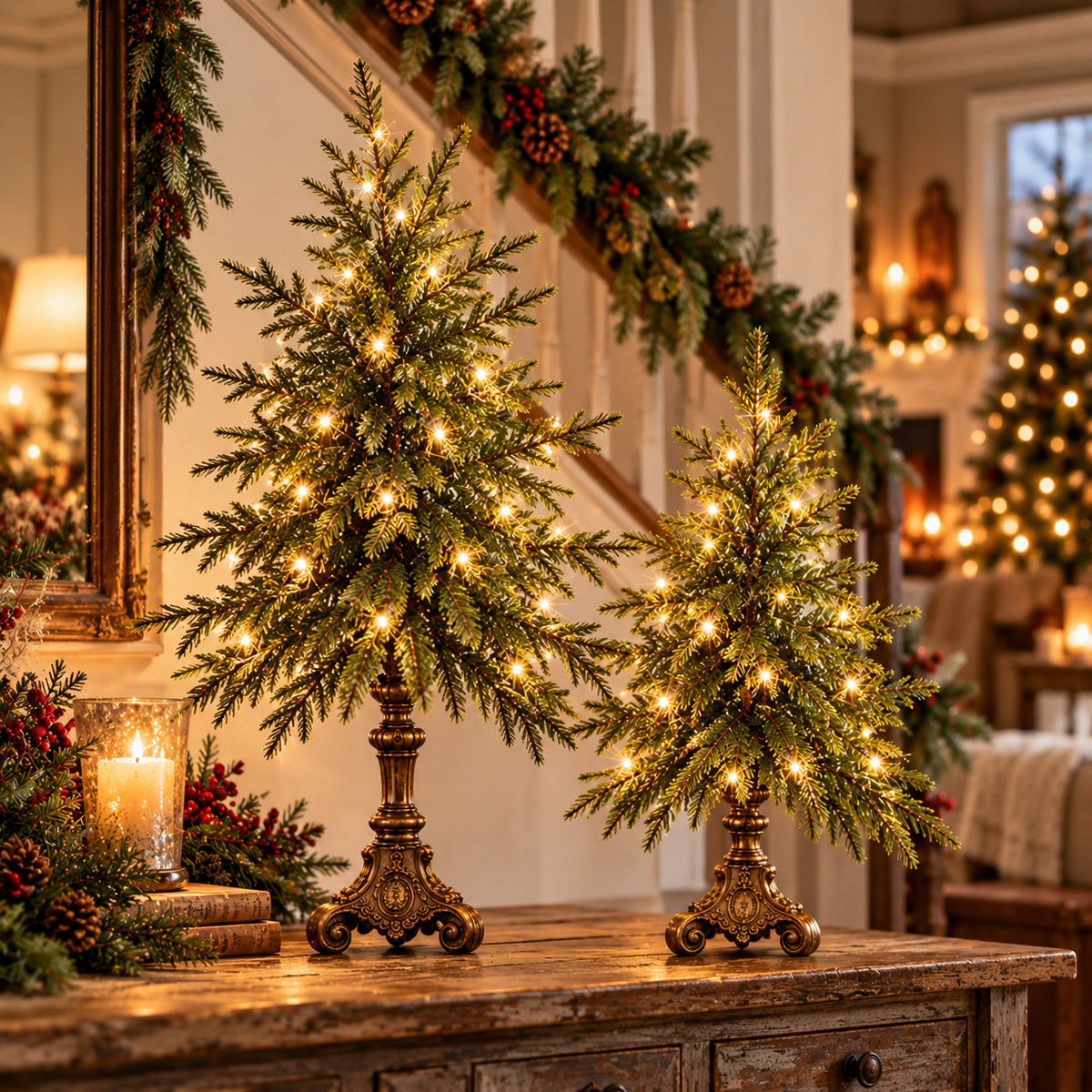 2027 Vintage Lighted Norfolk Pine Trees — A Cozy Christmas Glow for Every Corner