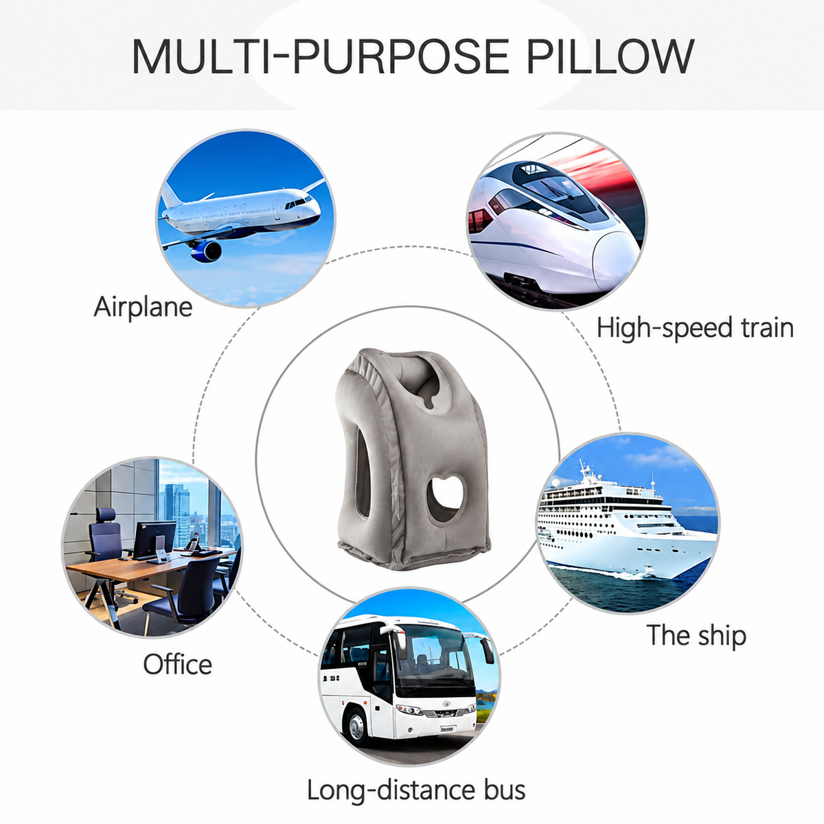 ✈️ 50% OFF! 💨 Inflatable Travel Pillow | 360° Support – Soft Flocking, Quick Inflate, Compact