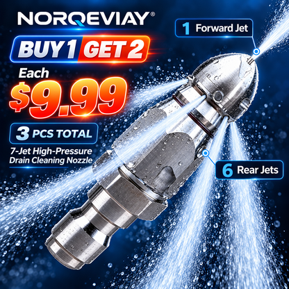 🚿 7-Jet High-Pressure Drain Cleaning Nozzle – 1 Forward + 6 Rear Jets