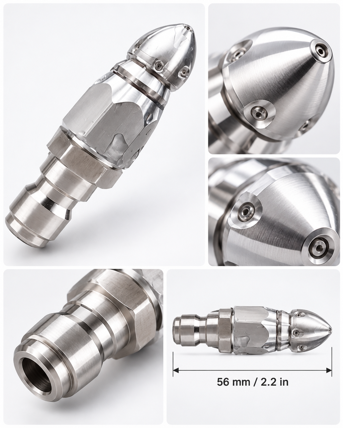 🚿 7-Jet High-Pressure Drain Cleaning Nozzle – 1 Forward + 6 Rear Jets