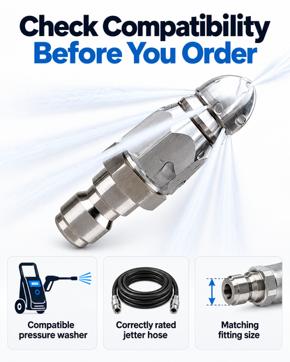 🚿 7-Jet High-Pressure Drain Cleaning Nozzle – 1 Forward + 6 Rear Jets