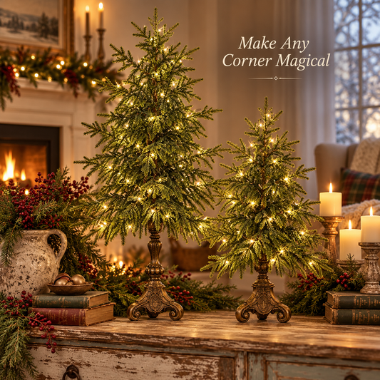 2027 Vintage Lighted Norfolk Pine Trees — A Cozy Christmas Glow for Every Corner