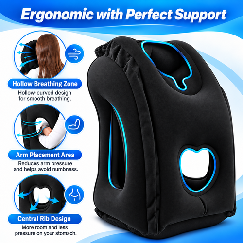 ✈️ 50% OFF! 💨 Inflatable Travel Pillow | 360° Support – Soft Flocking, Quick Inflate, Compact