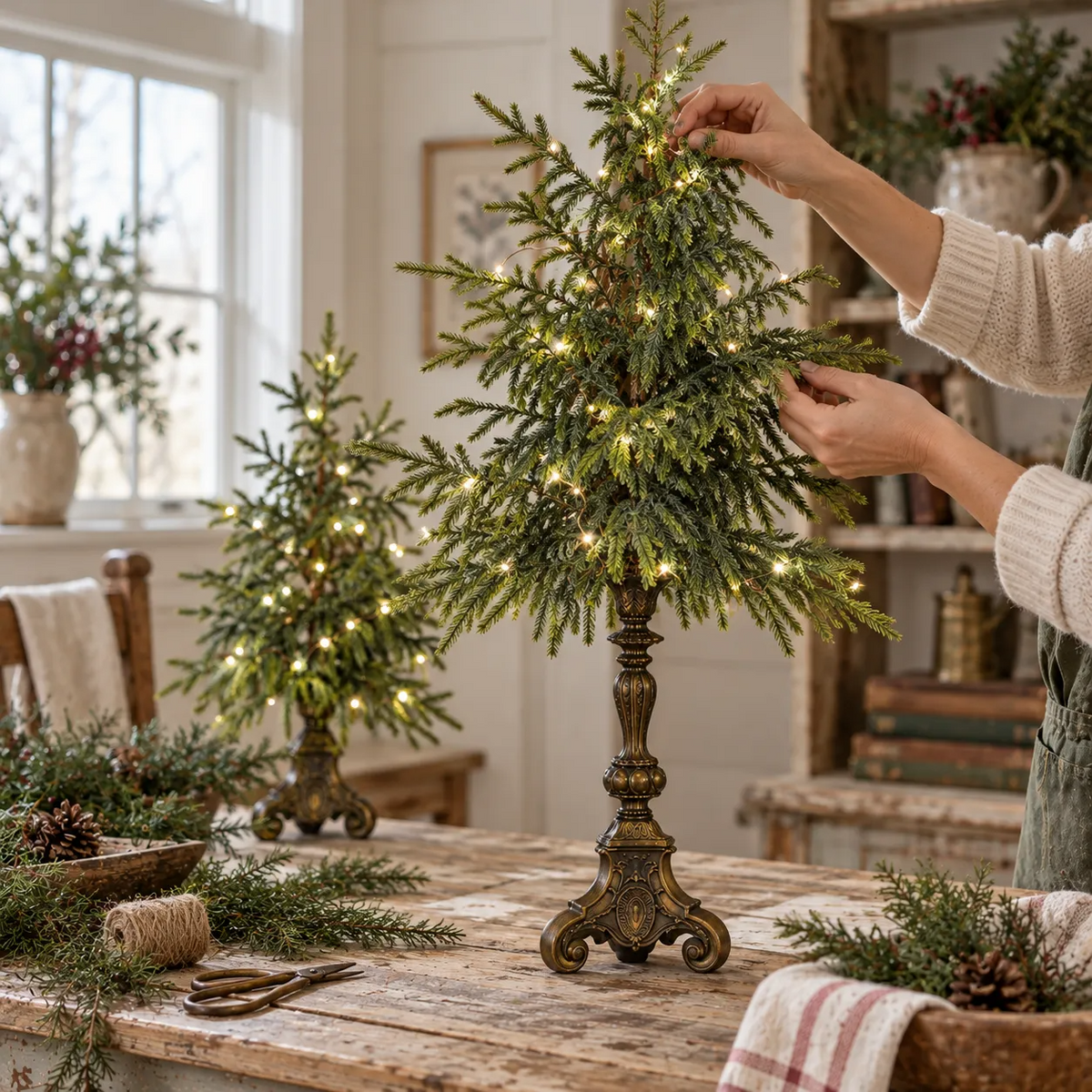 2027 Vintage Lighted Norfolk Pine Trees — A Cozy Christmas Glow for Every Corner